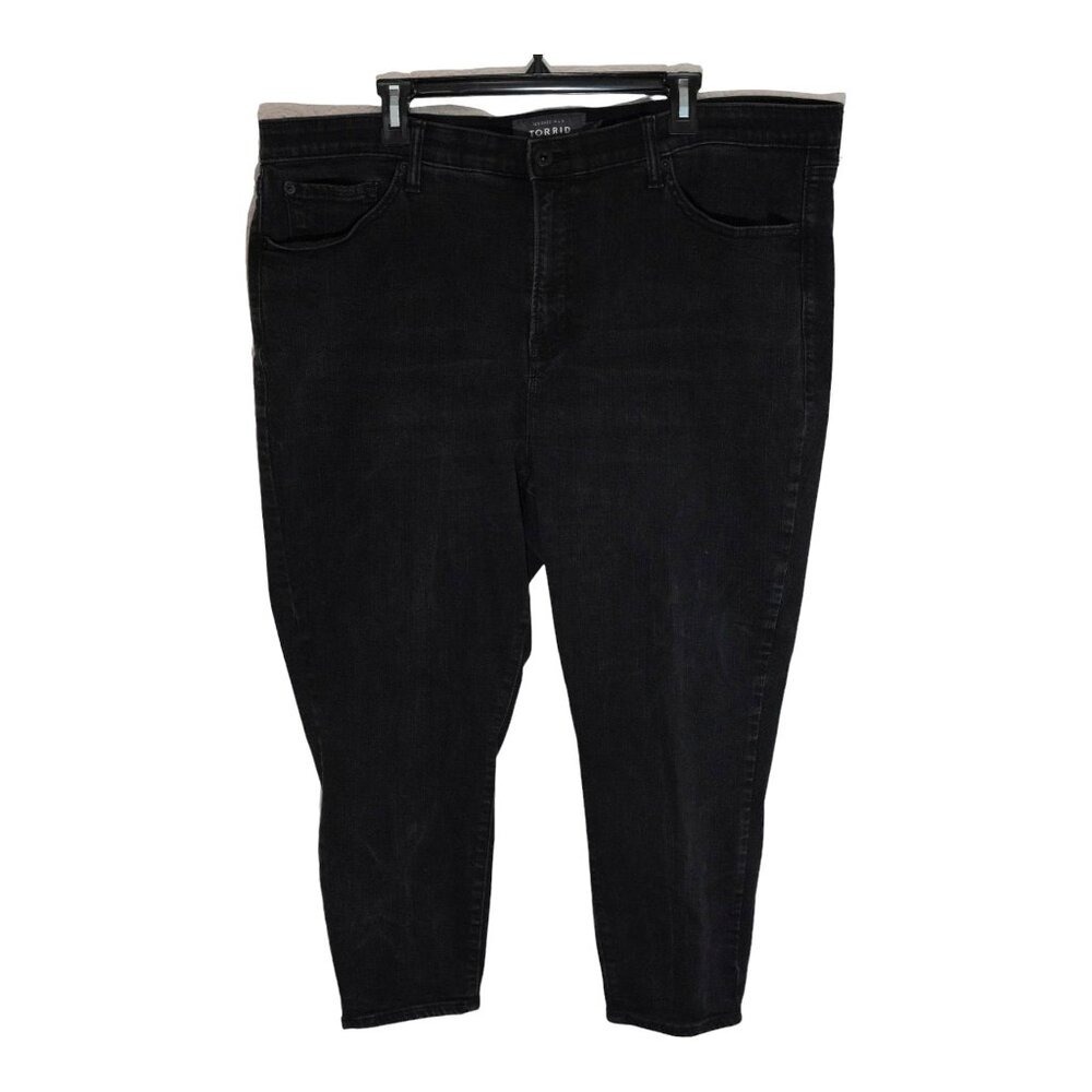 Torrid Sky‎ High Skinny Crop Jeans Women 24 Black Stretch Denim Minimalist Indie
